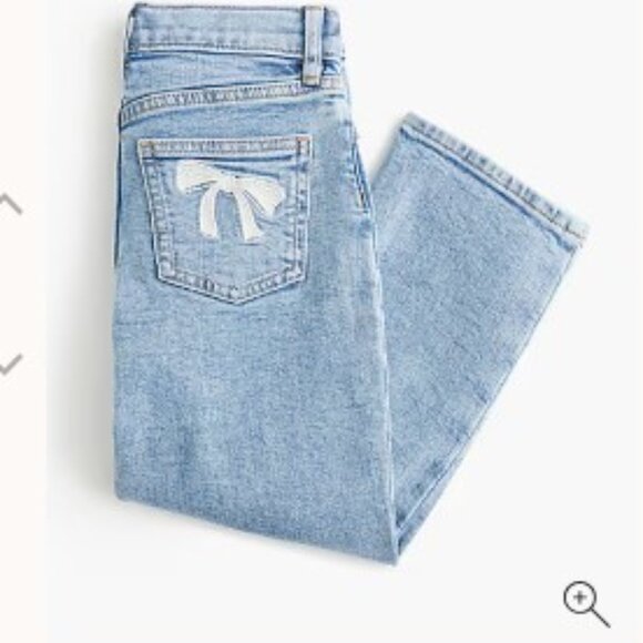 Girls' bow-embroidered vintage straight-leg jean - Size 12 - Picture 2 of 5